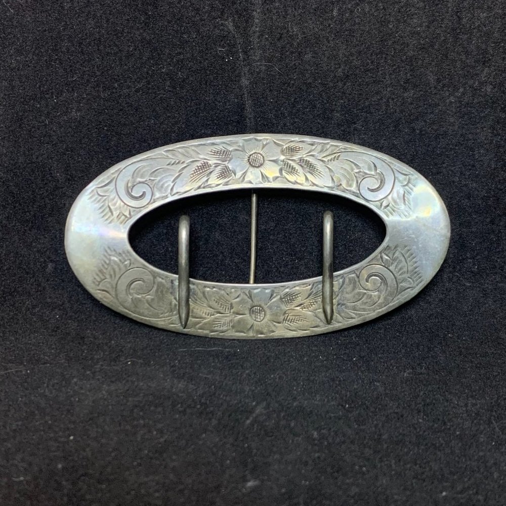 Victorian Unger Brothers Sterling Silver Sash Buckle Signed Broken clasp (2550) - Picture 1 of 9